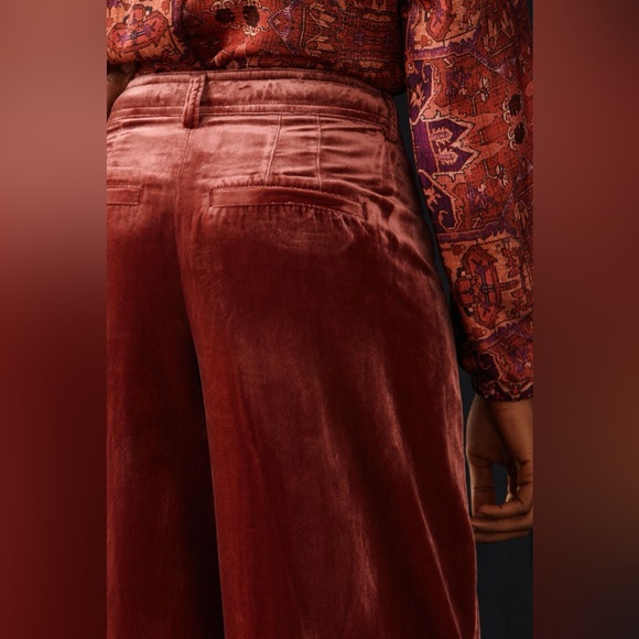 🍷By Anthropologie Wide-Leg Velvet Trousers, 12 Tall - Picture 5 of 7